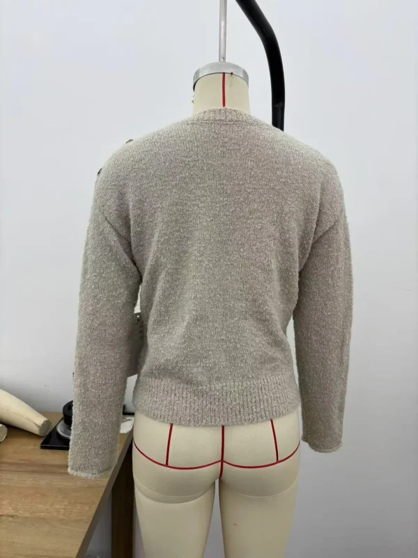 Fall and Winter Fashion Casual Vacation Women's Special Design Metal Button Long Sleeve Sweater - Image 6