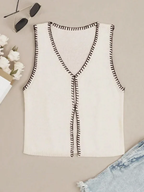 New Arrival Women's Knit Sweater | Casual Color Block Pullover with Front Wrap Design - Image 2
