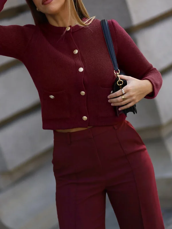 Women's Casual Fashion Cardigan Sweaters  Vintage Style Single Breasted Long Sleeves Front Pockets Button for Autumn - Image 4