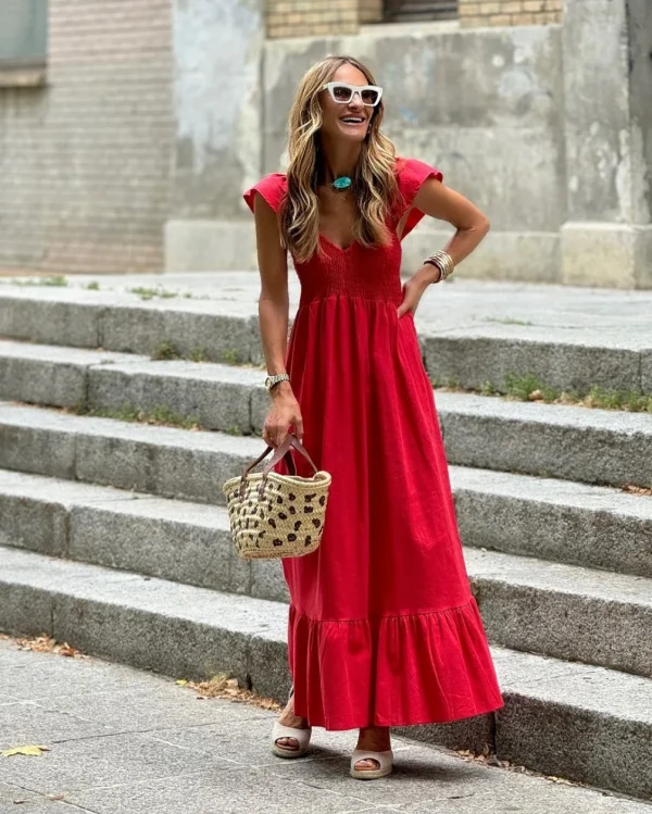 Summer Women's Outfits Holiday Dresses in Red Casual Vacation Styles Simple Comfortable StaplesElegant Designs Range of Colors - Image 5