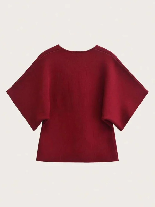 New Entry Women's Fashion Casual V-Neck Metal Button Loose Knit Cardigan Plunge Neck Top - Image 2