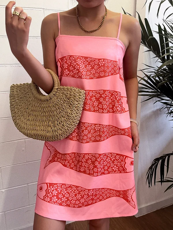 Brunch Women's Bohemian Vacation Wear Spring Summer Beach Women's Fashion Casual Vacation Backless Fish Print A-Line Skirt - Image 3