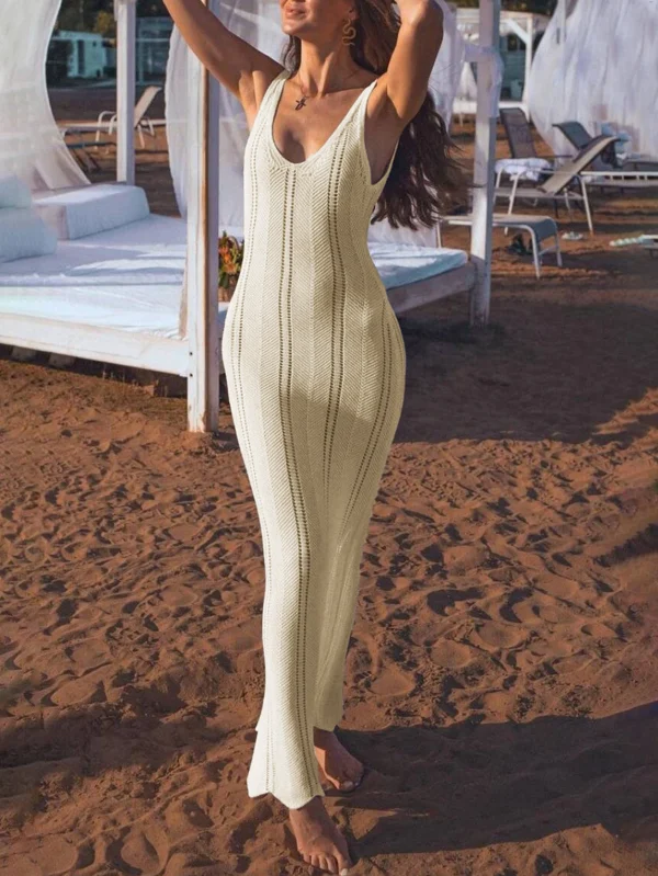 Summer Women's Sexy Hollow Backless Knitted Dress  Beach Vacation Party Outfit - Image 3