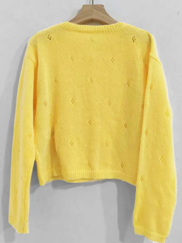 Lightweight Yellow Knit Cardigan Spring Summer Essential for Womens Fashion Easy to Layer with Dresses for Everyday Looks - Image 2