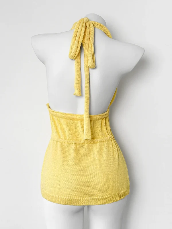 Women's Spring and Summer Y2K Casual Fashion Solid Color Halter Neck Design Suspender Sexy Translucent Hollow  Top - Image 2