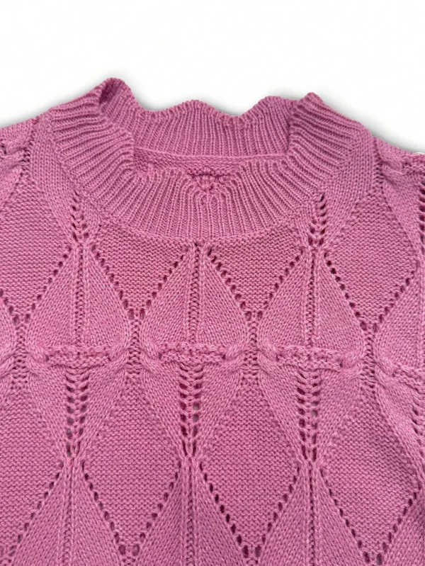New Women's Knit Pullover Sleeveless Skeleton Irregular Tie Knit Vest Top - Image 6