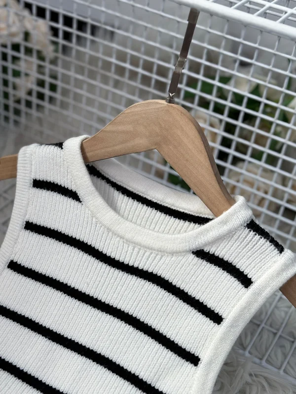 Striped Sleeveless Vest Casual Summer Sexy for Bandage Dress Collarless Neckline Breathable Design Natural Style - Image 6