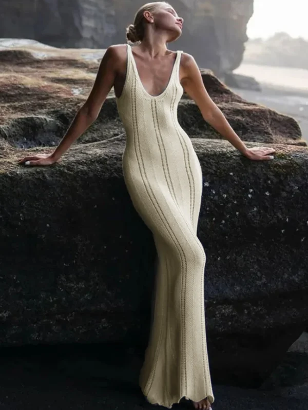 Summer Women's Sexy Hollow Backless Knitted Dress  Beach Vacation Party Outfit - Image 6