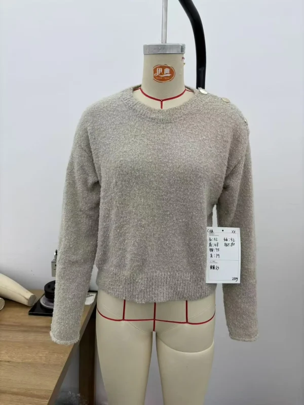 Fall and Winter Fashion Casual Vacation Women's Special Design Metal Button Long Sleeve Sweater - Image 5