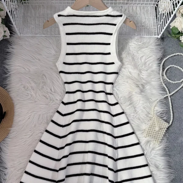Striped Sleeveless Vest Casual Summer Sexy for Bandage Dress Collarless Neckline Breathable Design Natural Style