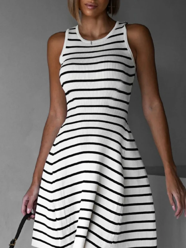 Striped Sleeveless Vest Casual Summer Sexy for Bandage Dress Collarless Neckline Breathable Design Natural Style - Image 2