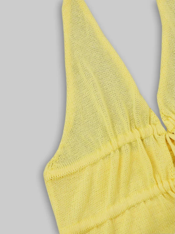 Women's Spring and Summer Y2K Casual Fashion Solid Color Halter Neck Design Suspender Sexy Translucent Hollow  Top - Image 5