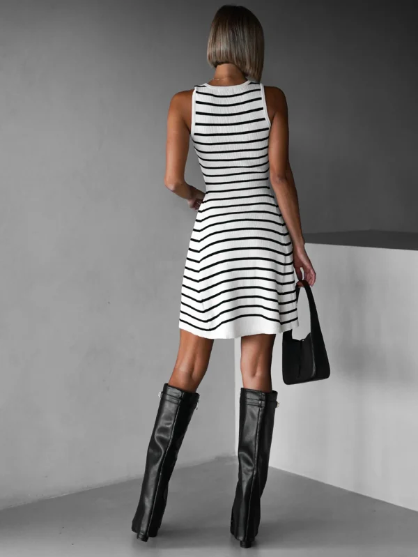 Striped Sleeveless Vest Casual Summer Sexy for Bandage Dress Collarless Neckline Breathable Design Natural Style - Image 3