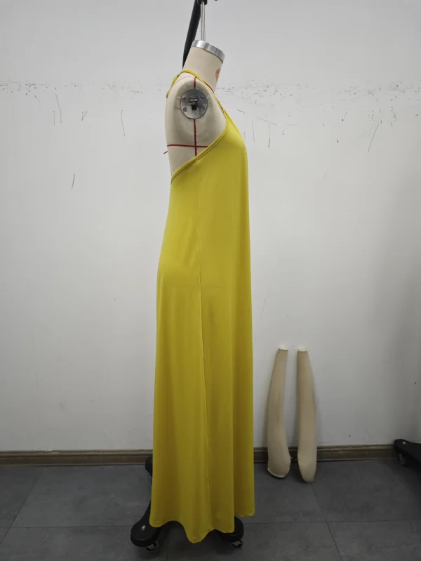 Chic Summer Dresses: Elegant, Romantic Long Maxis with Draped Necks Relaxed Fits in Solid Colors Perfect for Stylish Vacations - Image 3