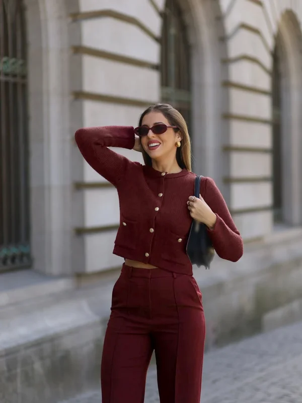 Women's Casual Fashion Cardigan Sweaters  Vintage Style Single Breasted Long Sleeves Front Pockets Button for Autumn - Image 5