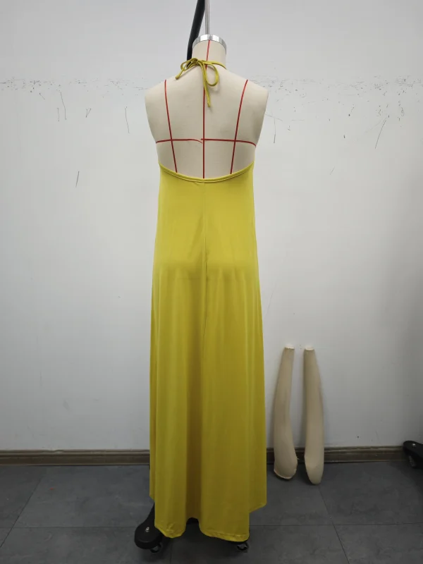 Chic Summer Dresses: Elegant, Romantic Long Maxis with Draped Necks Relaxed Fits in Solid Colors Perfect for Stylish Vacations - Image 4