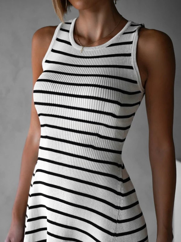 Striped Sleeveless Vest Casual Summer Sexy for Bandage Dress Collarless Neckline Breathable Design Natural Style - Image 4