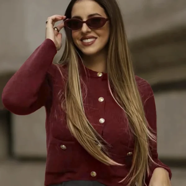 Women's Casual Fashion Cardigan Sweaters  Vintage Style Single Breasted Long Sleeves Front Pockets Button for Autumn