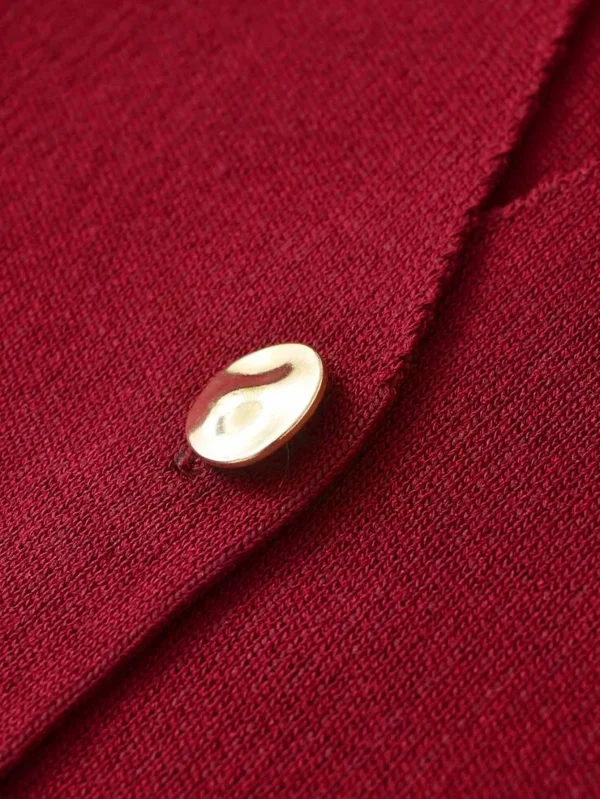 New Entry Women's Fashion Casual V-Neck Metal Button Loose Knit Cardigan Plunge Neck Top - Image 4