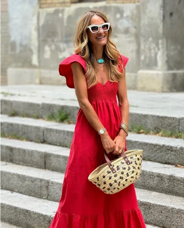 Summer Women's Outfits Holiday Dresses in Red Casual Vacation Styles Simple Comfortable StaplesElegant Designs Range of Colors - Image 4