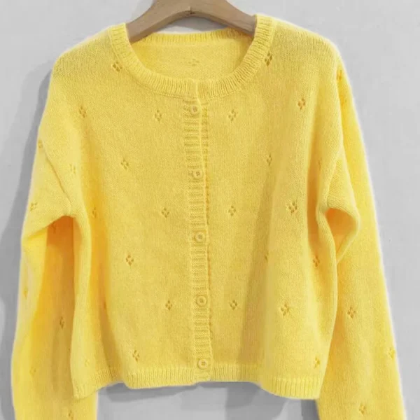 Lightweight Yellow Knit Cardigan Spring Summer Essential for Womens Fashion Easy to Layer with Dresses for Everyday Looks