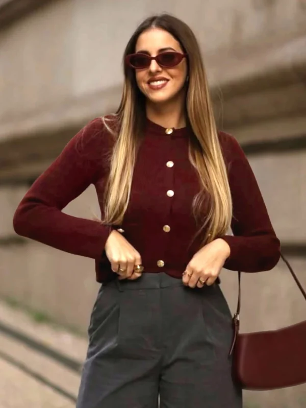Women's Casual Fashion Cardigan Sweaters  Vintage Style Single Breasted Long Sleeves Front Pockets Button for Autumn - Image 2