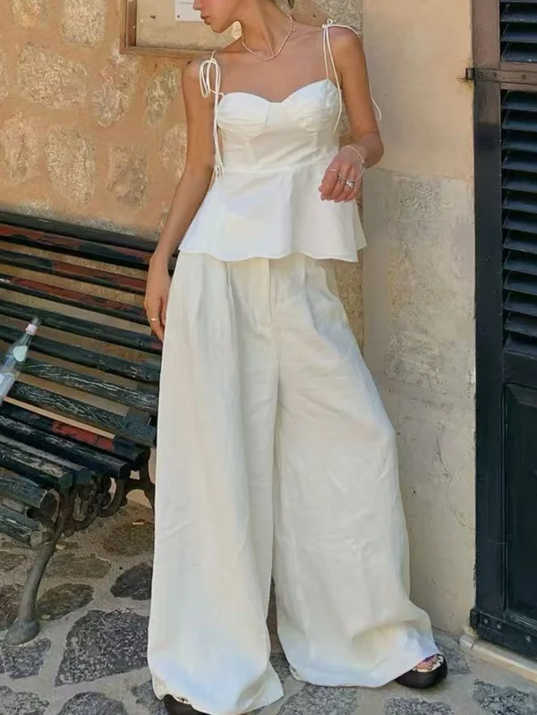 Women's Fashion And Elegant White Edikted Top Stylish Peplum Corset with Spaghetti Straps Top - Image 4