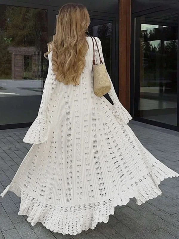 Anti-Pilling Anti-Wrinkle Women's Knit V Neck Long Cardigan Breathable and Print-Design for Autumn Season Girls' Sweater - Image 6