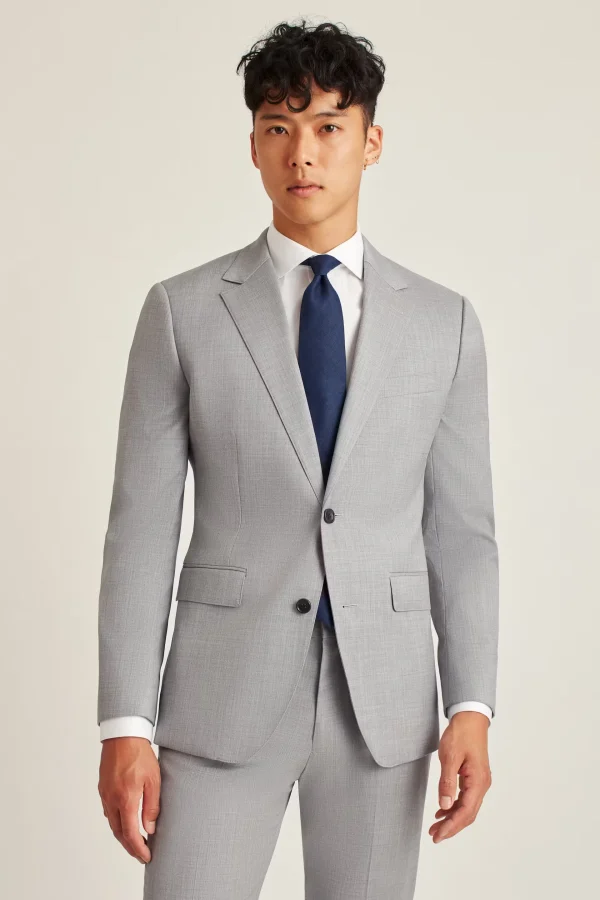 Silver Gray blazer Men Suit 97% Wool  Elegant Stylish Crisp Fashion High Quality Single Button Suit for Men - Image 2