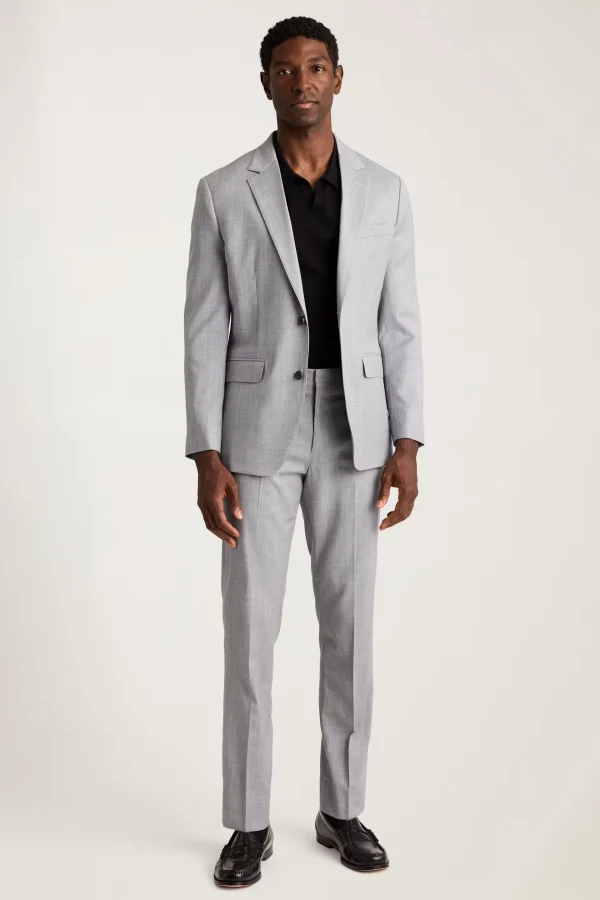 Silver Gray blazer Men Suit 97% Wool  Elegant Stylish Crisp Fashion High Quality Single Button Suit for Men - Image 4