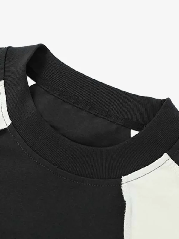 Lightning Letter Print Contrast Color Stitching Long-Sleeve T-shirt - Image 6
