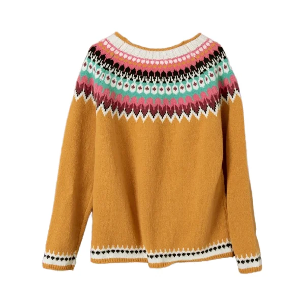 Women's Fashion Fair Isle Pattern Color Block Pullover Sweater Popular Thickened for Autumn and Winter - Image 2