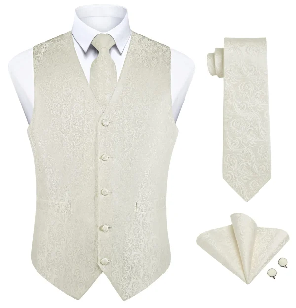 Men's Suit Vest Formal Paisley Pattern Men's Vest Dress Tie and Pocket square Set Vest Wedding Business Outerwear Suitable - Image 6