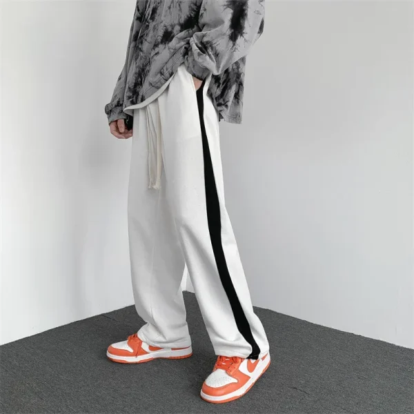 Pants for Men Sports Colorblocking Striped Casual Pants in the Youth Straight Loose Wide-legged - Image 4