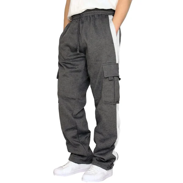 Cargo Pants Men's Sweatpants Autumn Patchwork Solid Color Casual Sports Loose Straight Pants Trousers for Men - Image 3