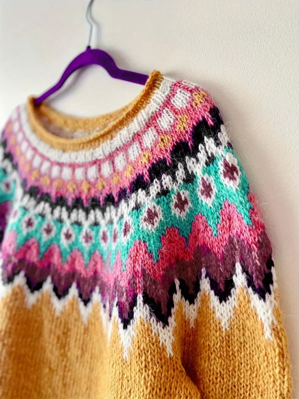Women's Fashion Fair Isle Pattern Color Block Pullover Sweater Popular Thickened for Autumn and Winter - Image 3