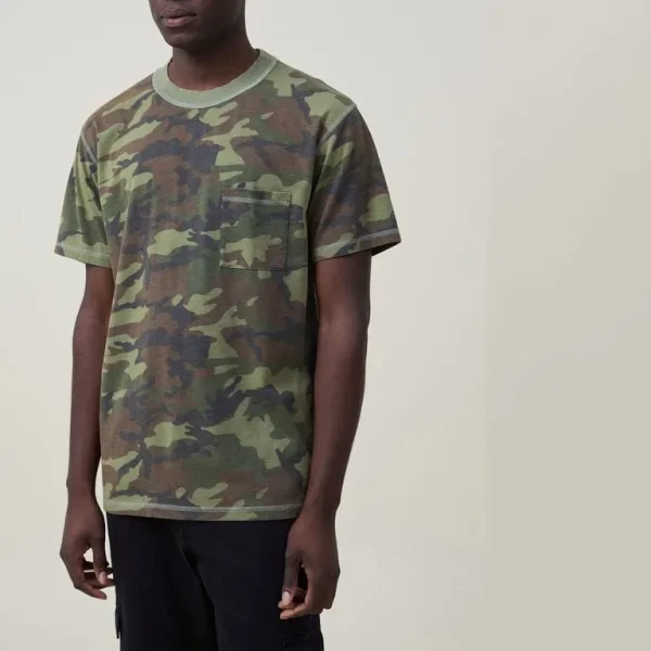 Casual Style Camouflage T-shirt for Men Round Neck Pocket Shirts Battle Fatigues Cotton Top - Image 3