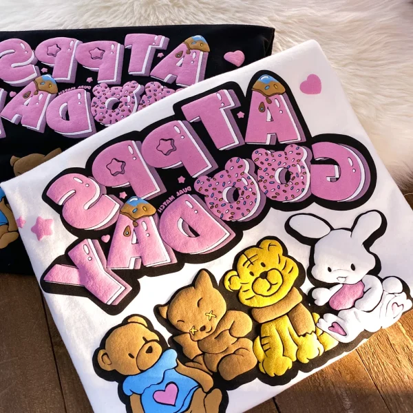 3D Cartoon T-shirt 3D Puff Foam Printing T Shirts 100% Cotton Polyester T-shirt Leisure Cute Designer Men's T-shirts