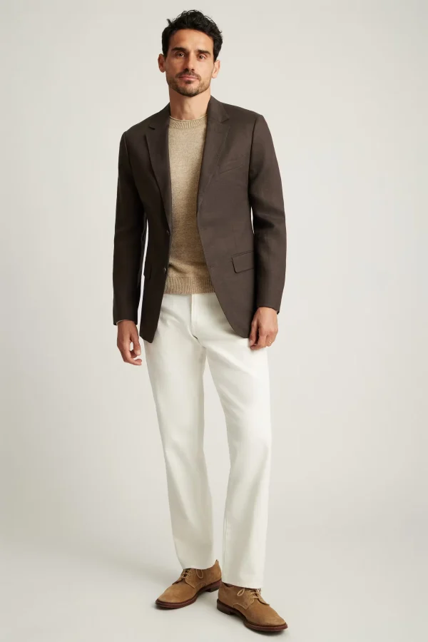 Elegant blazer Men 97% Wool Brown Stylish Crisp Fashion High Quality Single Button Suit for Men - Image 3