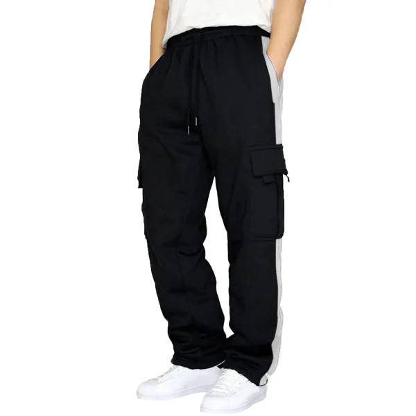 Cargo Pants Men's Sweatpants Autumn Patchwork Solid Color Casual Sports Loose Straight Pants Trousers for Men - Image 4
