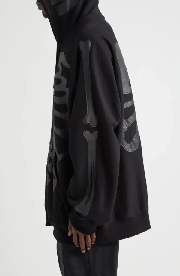 Black Man's Applique Full Zip-up Hoodie with High Quality 100% Cotton Drawstring Pullover Sweatshirt - Image 6
