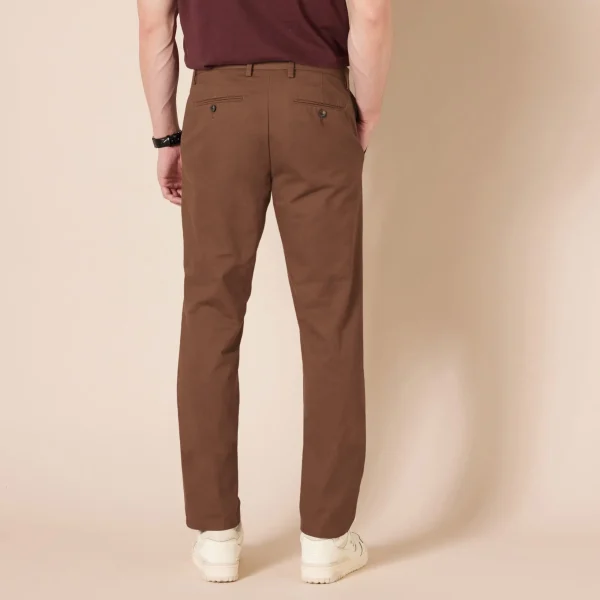 Men's Brown Slim-Fit Wrinkle-Resistant Flat-Front Chino Pant - Image 3