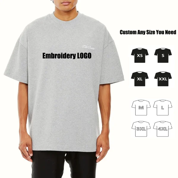 High Quality Men O-Neck Plus Size 100% Cotton Heavyweight T Shirts Premium Cotton 210gsm t Shirt - Image 2