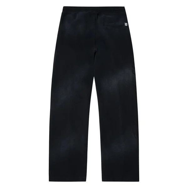 Black Washed Men's Sweatpants with Embroidery - Loose Fit Fleece Joggers for - Image 4