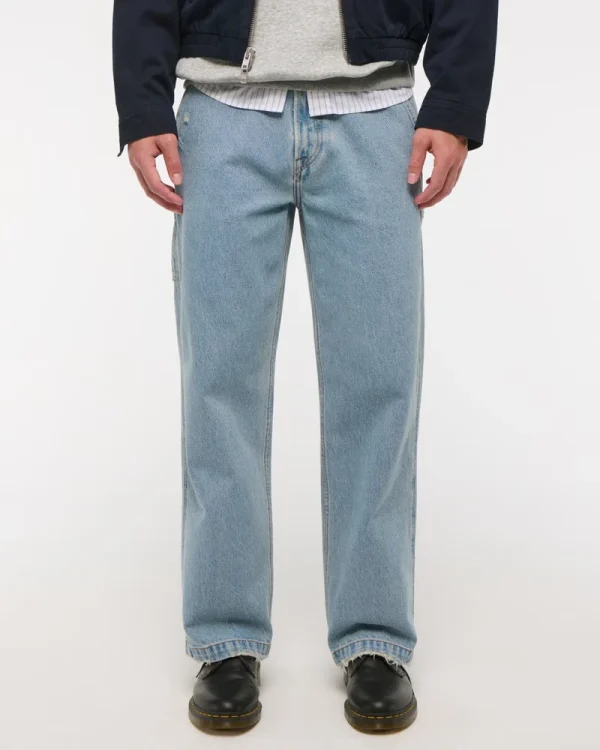 Apparel Men's Jeans Light Bule 100% Cotton Streetwear Workwear Fashion Design Baggy Jeans for Men - Image 2