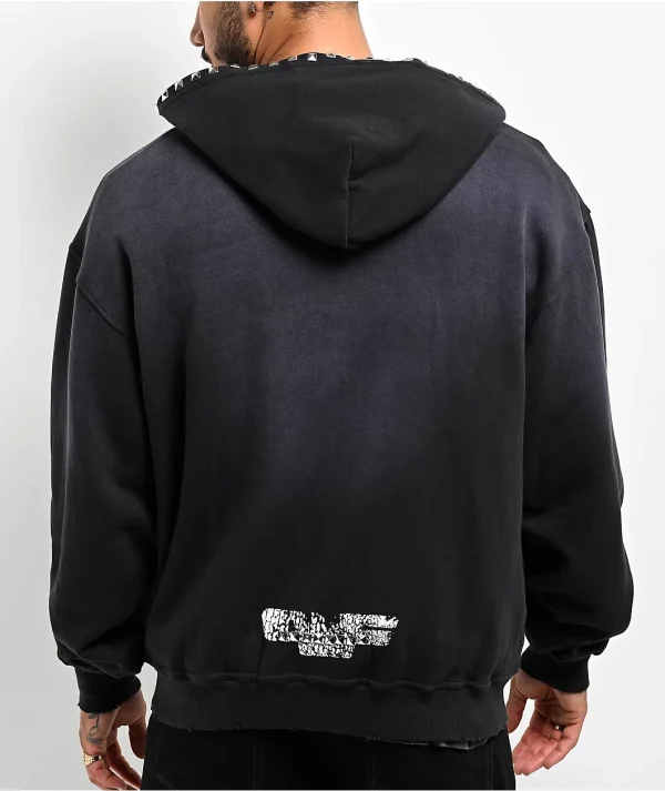 Black Wash Men's High Quality Screen-printed Dye Treatment High Quality Hoodie Autumn New Style - Image 4