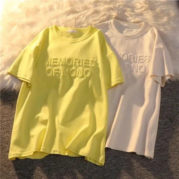 Embossing Printing Clothes Design Service Cotton Tshirt 3d Emboss Print T Shirt for Men - Image 3