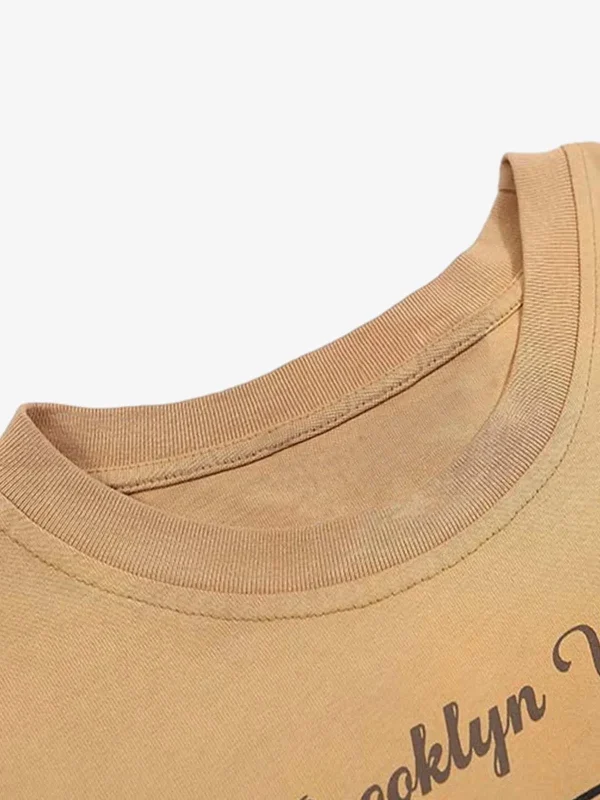 Letter Printed Washed Distressed Gradient Long Sleeve T-Shirt - Image 4