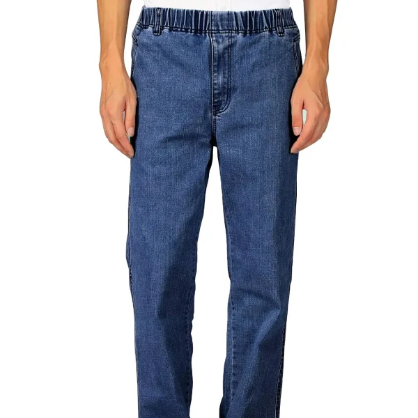 Mens Casual Loose Fit Elastic Waist Jeans Denim Pants