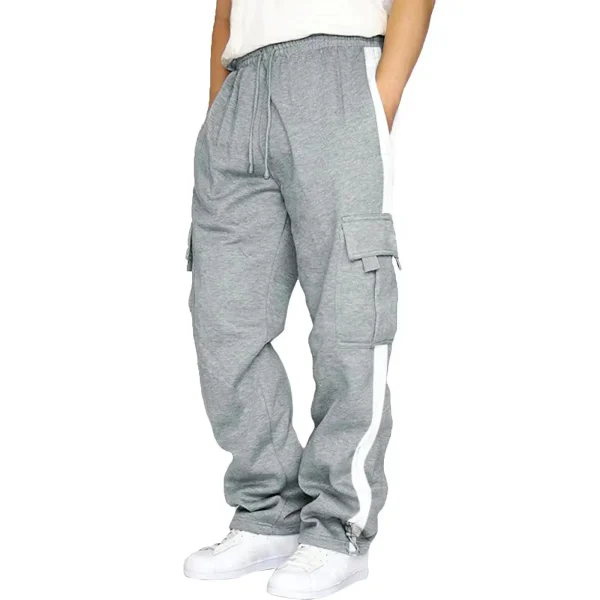 Cargo Pants Men's Sweatpants Autumn Patchwork Solid Color Casual Sports Loose Straight Pants Trousers for Men - Image 5